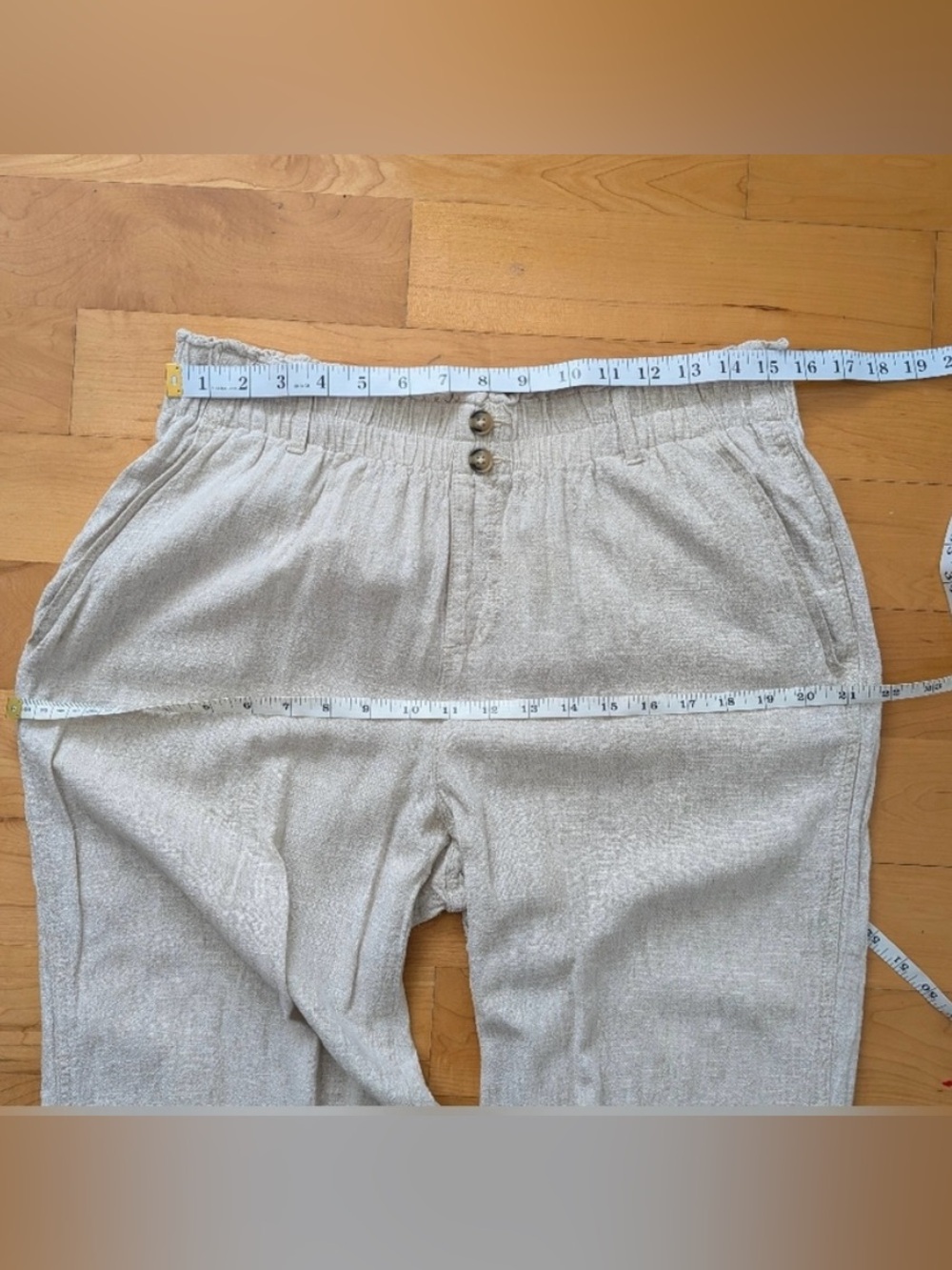Briggs Linen Blend High Waisted Wide Leg Pants Oatmeal cream Large - Picture 3 of 9